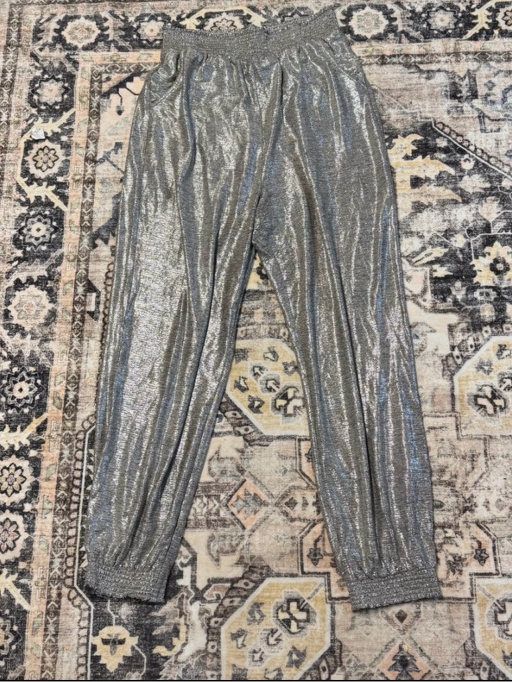 Anthropologie Metallic Silver Lounge Trousers
